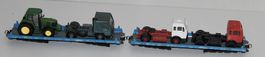 Liliput HO - 2 x Niederflurwagen S/BB mit Lkw beladen