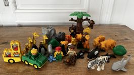 Verschiedene LEGO Duplo Zoo Tiere mit Zoowärtern Tiere