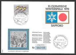 Brief Olympische Winterspiele Saporro 1972 Schweizer Erfolge