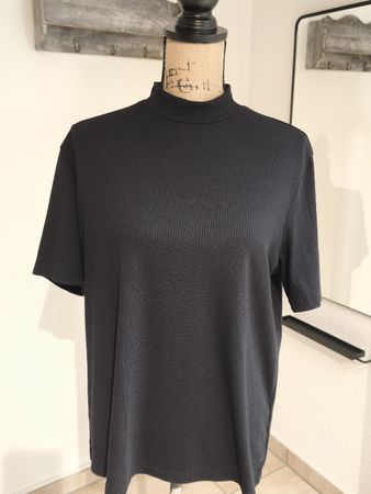 H&M Basics Shirt Damen Grösse XL Schwarz Gerippt Neu