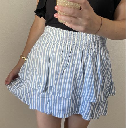 Jupe Only rayée bleu et blanc à volants taille M