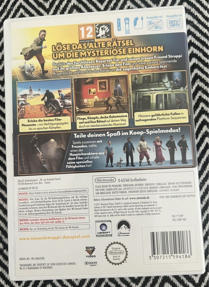 Nintendo Giochi: Die Abenteuer von Tim & Struppi Wii – Usato da Opfikon venduto da Luis144 1