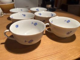 6 Tassen mit Kornblumen, markiert mit Rheinpfalz