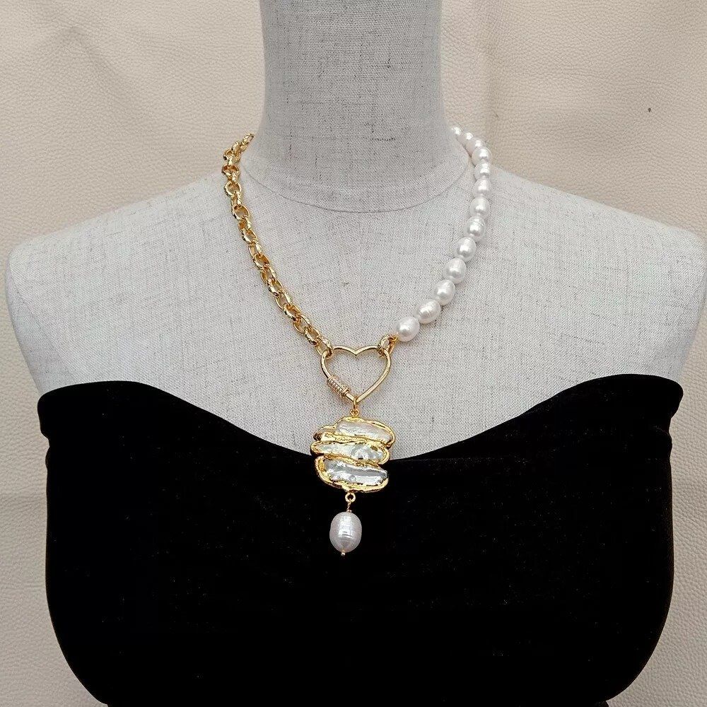 Catenine: Lua Design Herz Perlen Halskette Collier Perle Biwa 48 cm – Nuovo (secondo la descrizione) da Prilly venduto da ilyria73
