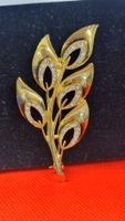 Elegante goldene Vintage Brosche mit Strass-Steinen, Top!