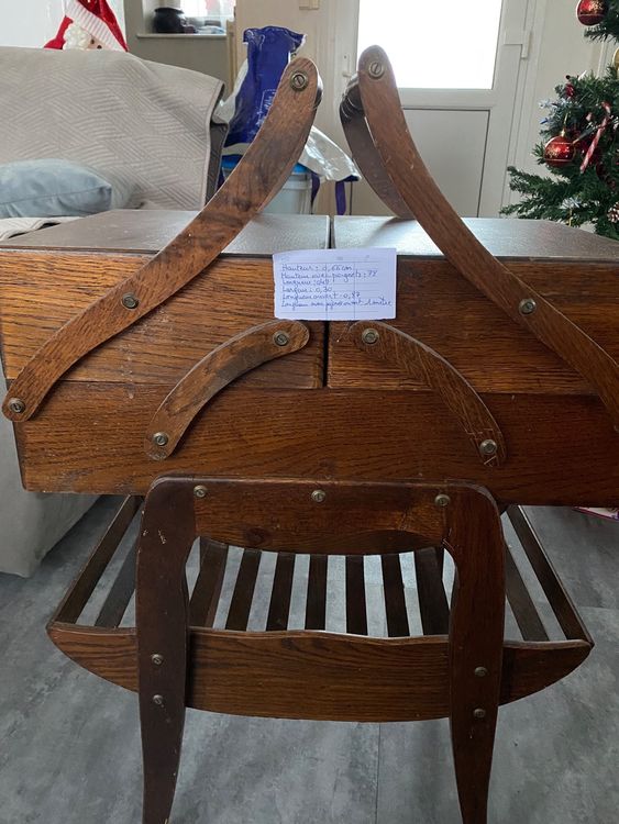 Travailleuse à Couture En Bois Vintage - Boîte Ancienne - Il Manque Un Bouton