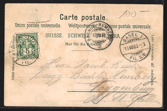 Cartoline postali: Litho Basel, Central-Bahnhof, Kaserne, S – Usato da Berlin venduto da bartko-reher 1
