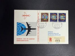 Swissair Erstflugbrief Genf-Rio De Janeiro 1968