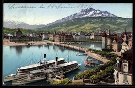 AK Luzern, Seebrücke und Pilatus
