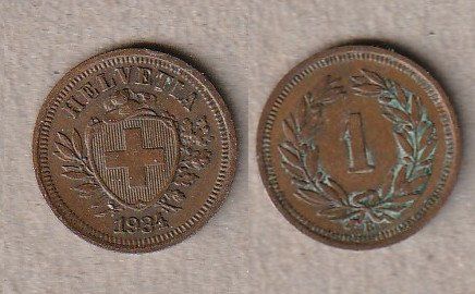 Tutti le monete: 1 Rappen 1934 – Usato da Allschwil venduto da Coinfreak