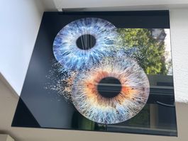 Abstraktes Glasbild 2 Iris-Augen, Sommer-Dekoration, 2023