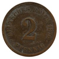Deutschland Kaiserreich 2 Pfennig 1876 J