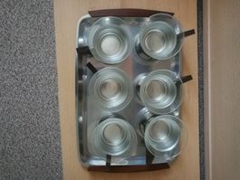 Teeservice 6 Stück aus Glas und Edelstahl