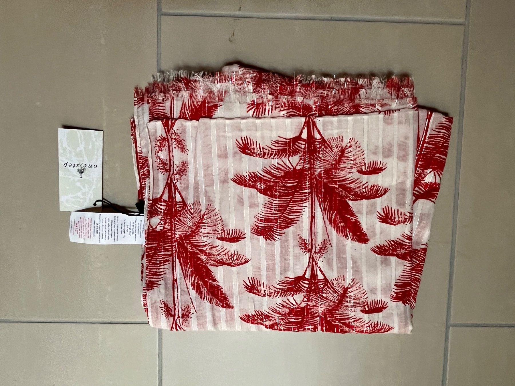 Foulards & écharpes: Sciarpa One Step con palme rosse nuova – Neuf (Voir description) à Bassins par mar_m22f 1
