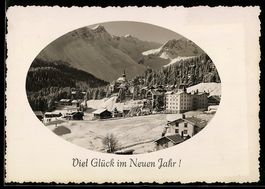 AK Arosa, Ort mit Kirche und Hotels im Schnee
