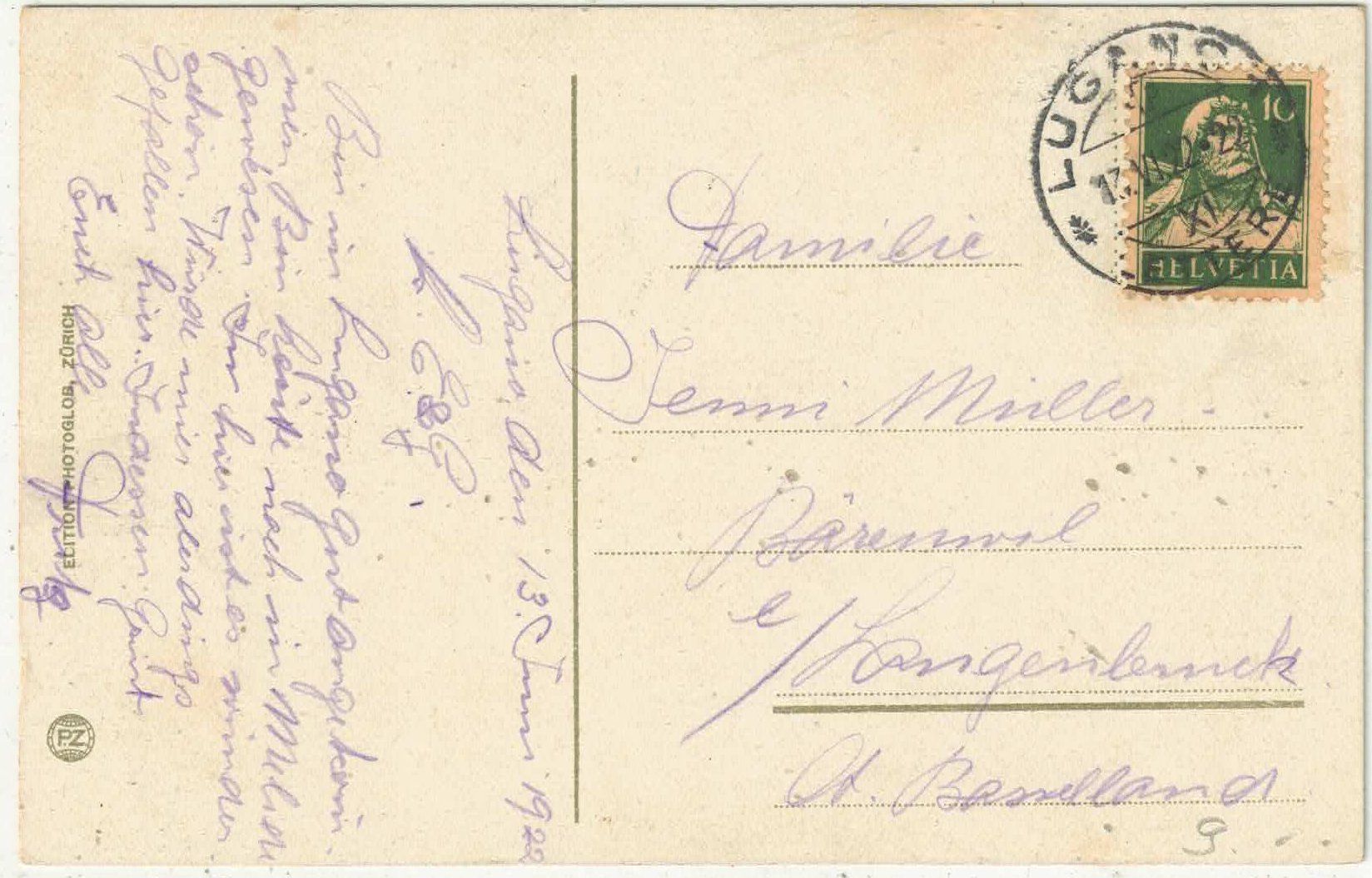 Cartoline postali: Lugano -  Il Mercato - animee - Litho – Usato da Ettingen venduto da Kartenplanet 1