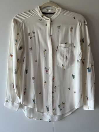 Chemise en viscose motif cocktails 50s retro Zara XS