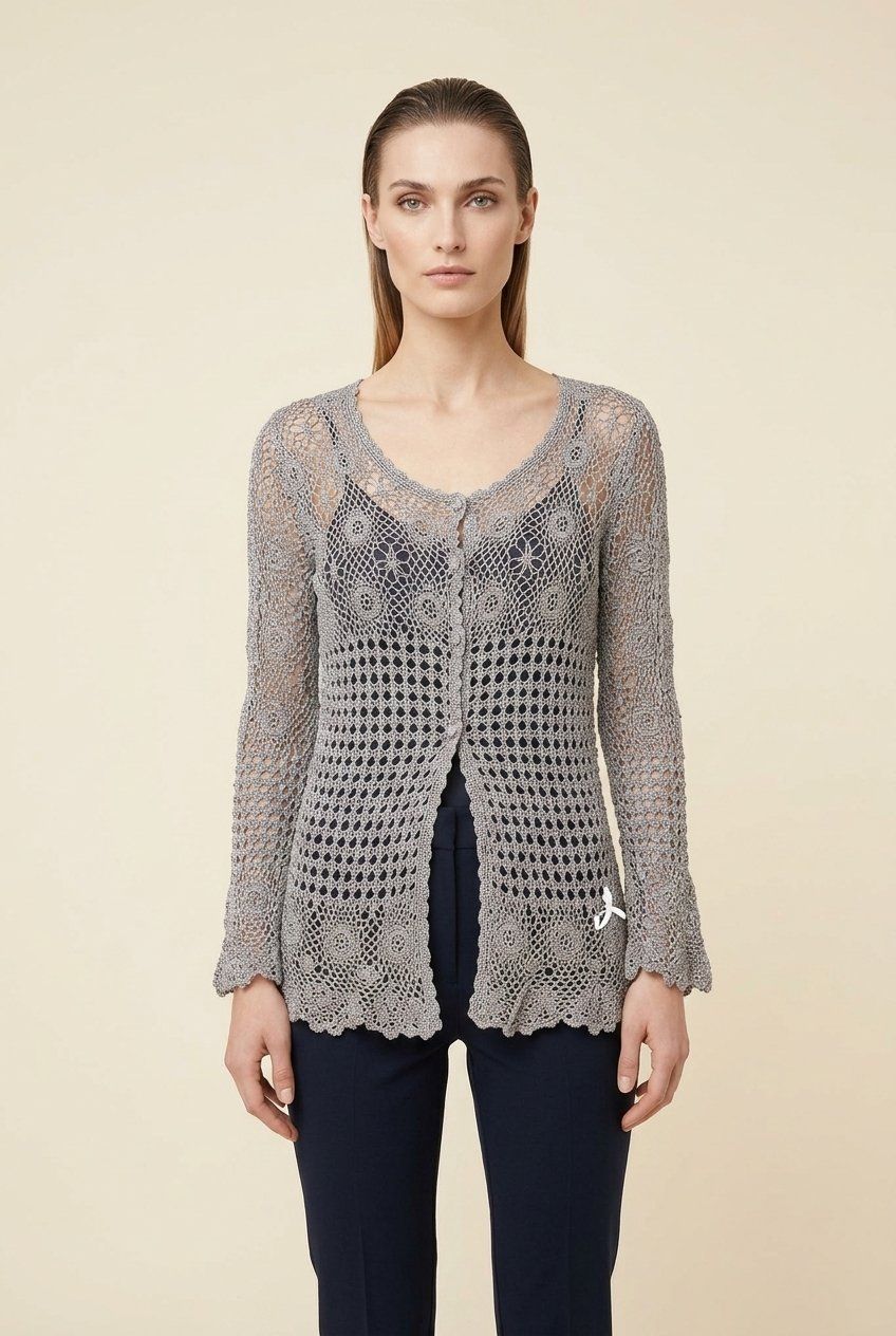 Gilet & Giacche senza maniche: Definitions Gilet Maille Ajourée Gris T. 44 – Usato da Fribourg venduto da re-fine