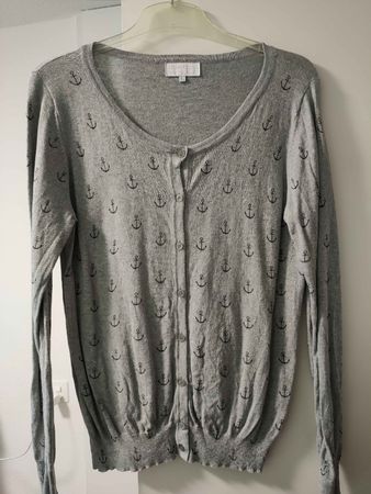 Graue Strickjacke mit Anker Muster Grösse L Top Zustand