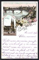 Litho Basel, Rheinpartie, Kathedrale