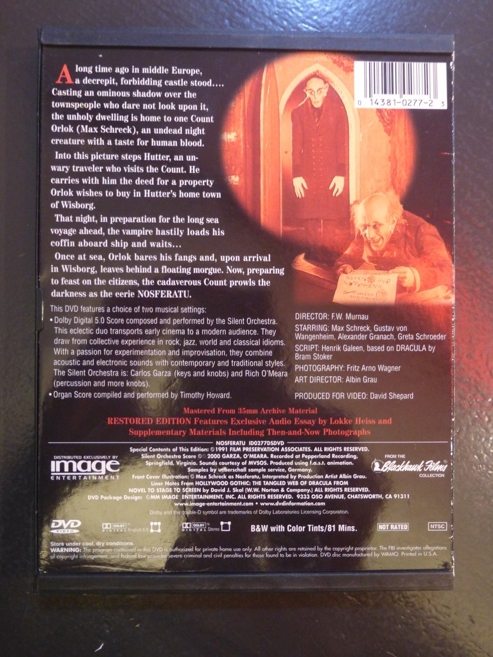Tutti i DVDs: Nosferatu F.W. Murnau Max Schreck DVD – Usato da Zumikon venduto da psisound 1