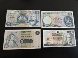 4 verschiedene Banknoten 
