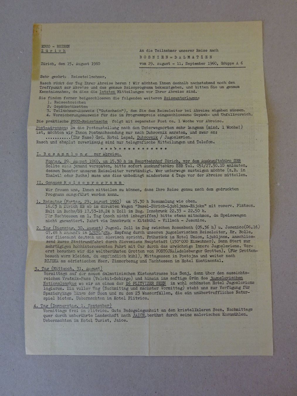 Poster & Bilder: Jugoslavien / Reise Doku 1960 – Gebraucht aus Esslingen von eintagammeer 1