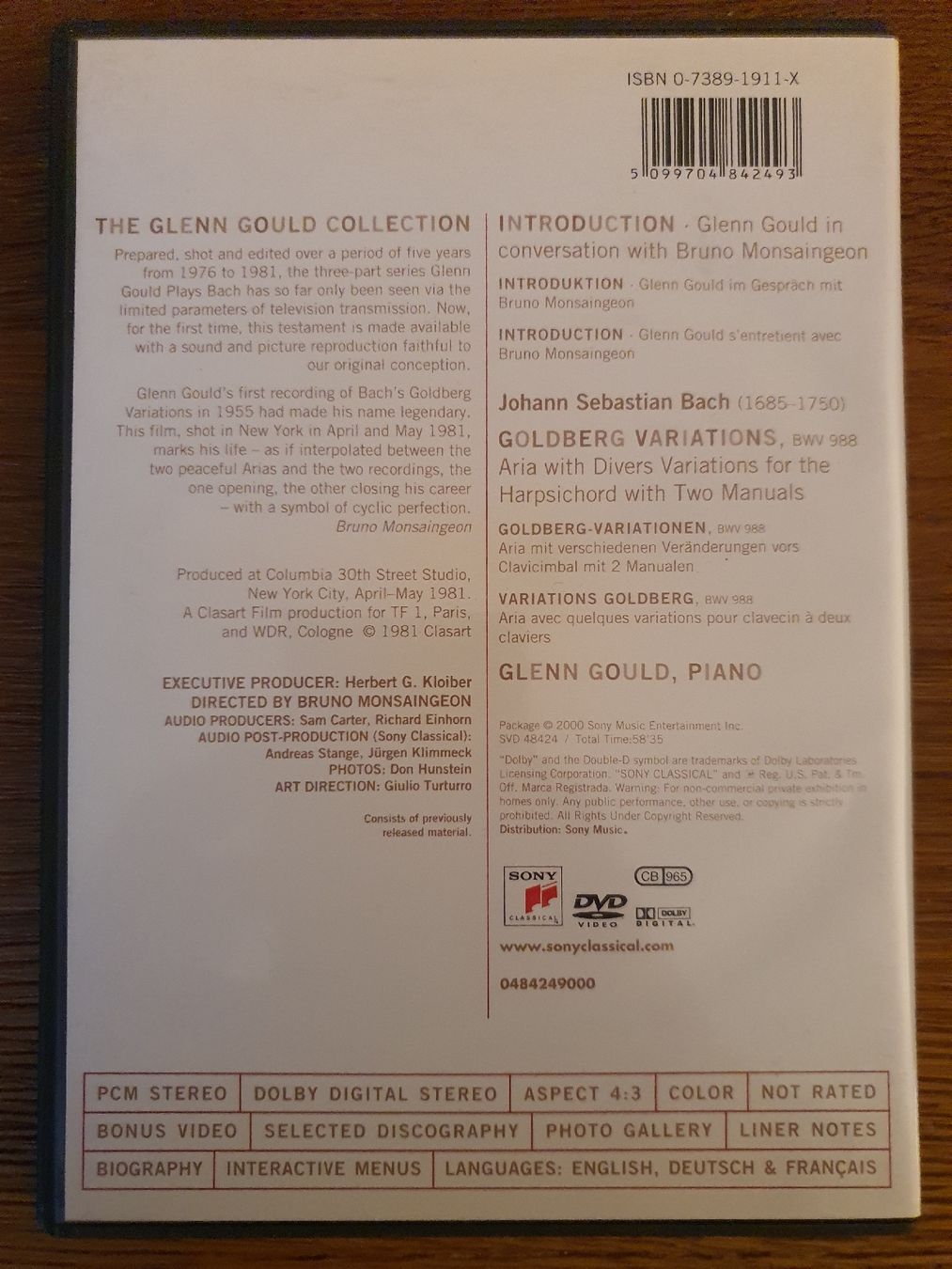 Tutti i DVDs: Glenn Gould's Goldberg Variations DVD - Bach – Usato da Zürich venduto da tim_8vjq 1