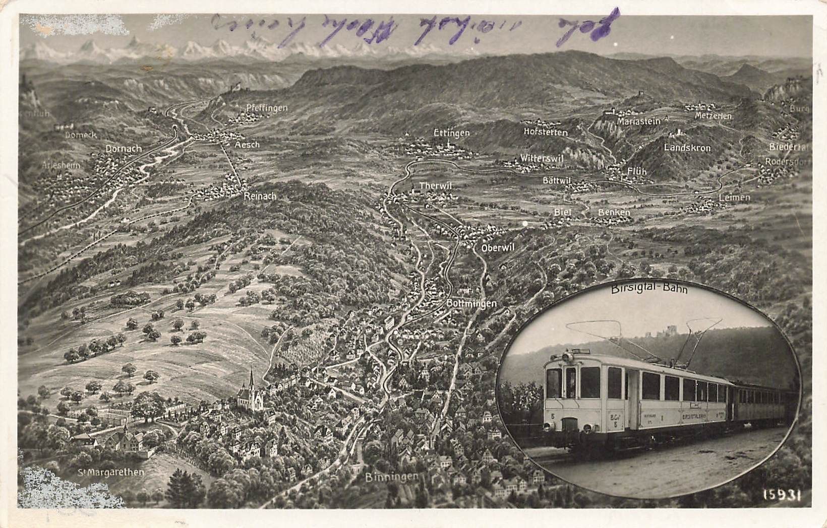 Cartoline postali: Birsigtal BL Birsigtal Bahn Panorama – Usato da Biasca venduto da Blenio71