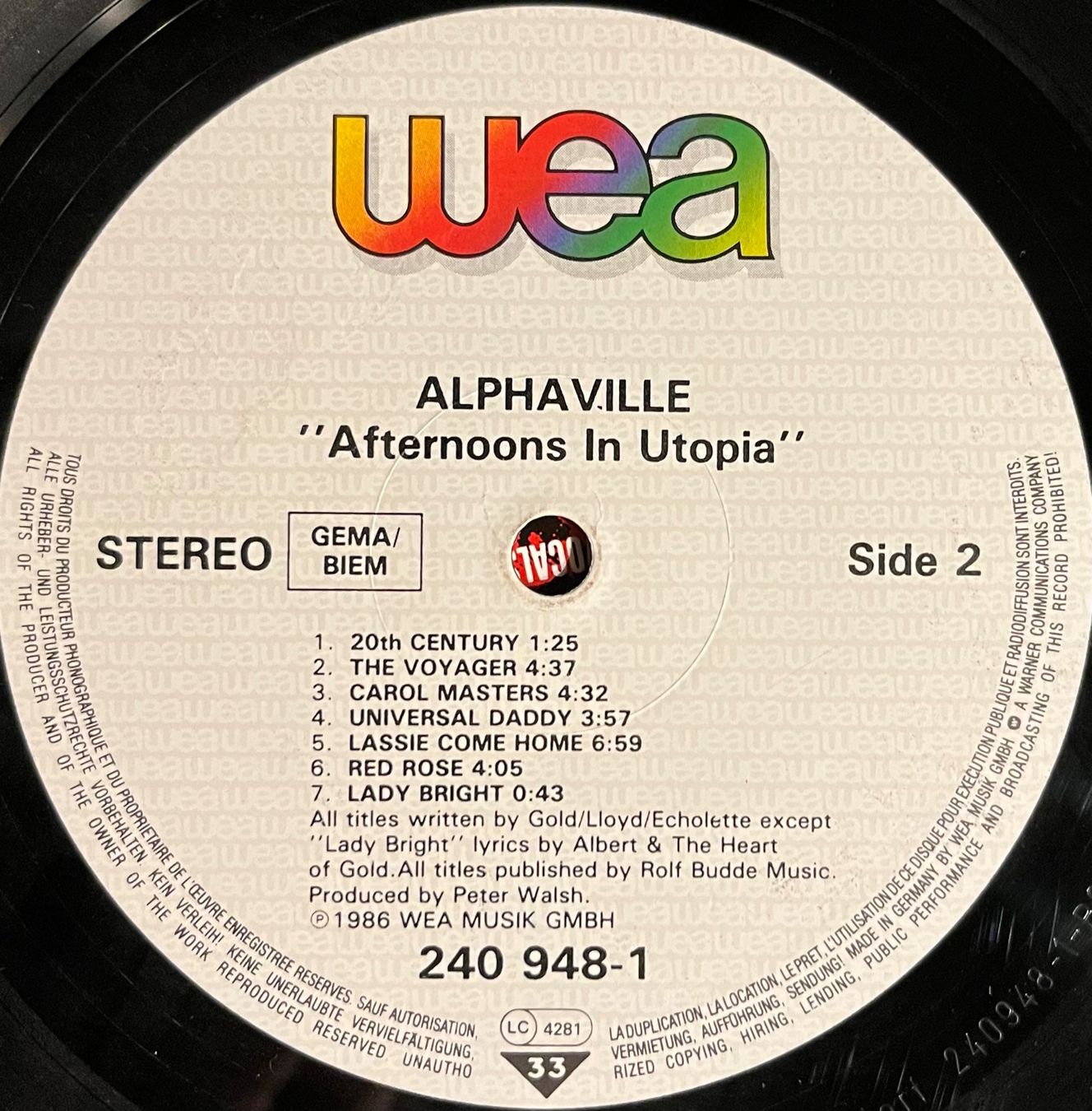 Schallplatten: ALPHAVILLE - AFTERNOONS IN UTOPIA - 33 Tours – Gebraucht aus Bussigny von vinyl-pas-cher 3