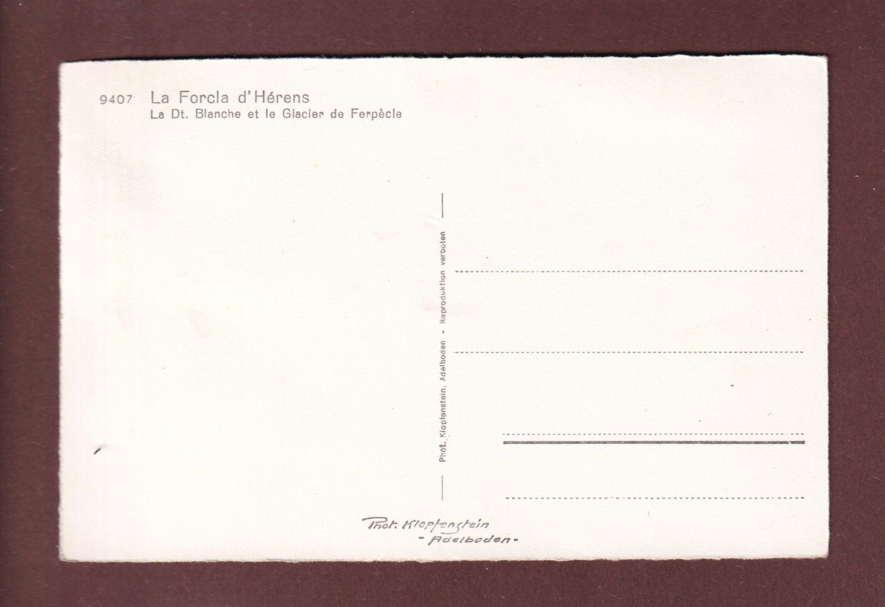 Cartoline postali: LA FORCLA d'Hérens - Dent Blanche – Usato da Pully venduto da nicecards 1