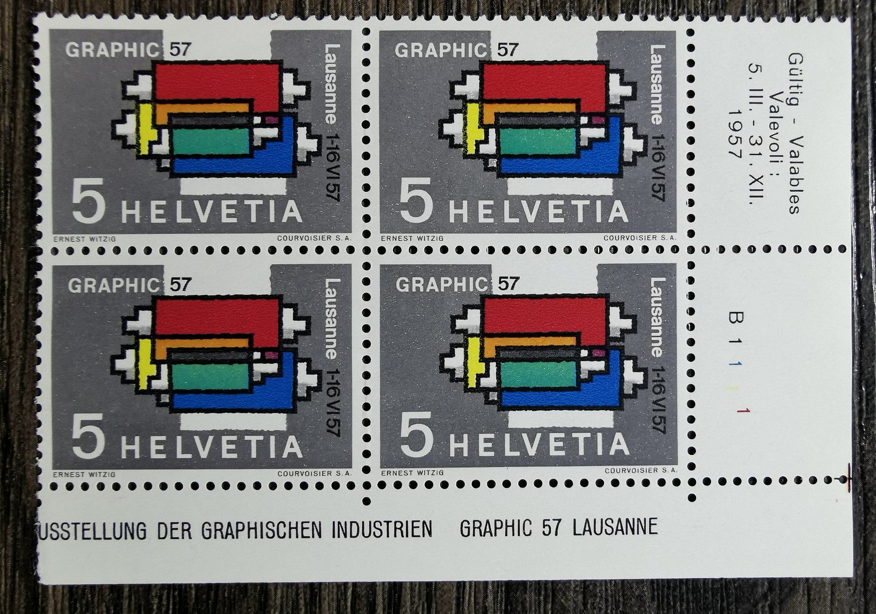 Alle Briefmarken: TR11 Bloc Timbre Suisse 1957 – Gebraucht aus Cousset von Patrick_Collections