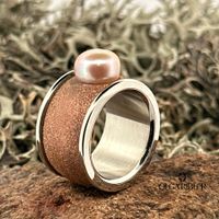 Edelstahlring mit Perle, Gr. 58
