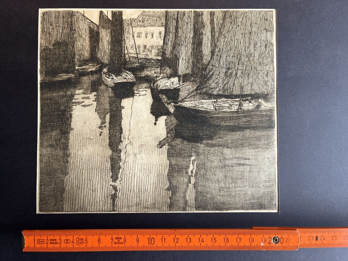 Incisioni: Gravure originale: bateaux à l’ancre – Usato da Lausanne venduto da joltei 1
