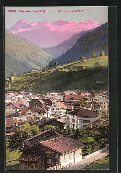 Cartes postales: Zweisimmen, Ortsansicht mit Wildstrubel – D'occasion à Berlin par bartko-reher