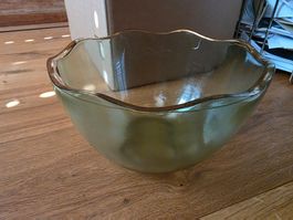 geschwungene Glas Schale Schüssel 23 cm Gold Rand