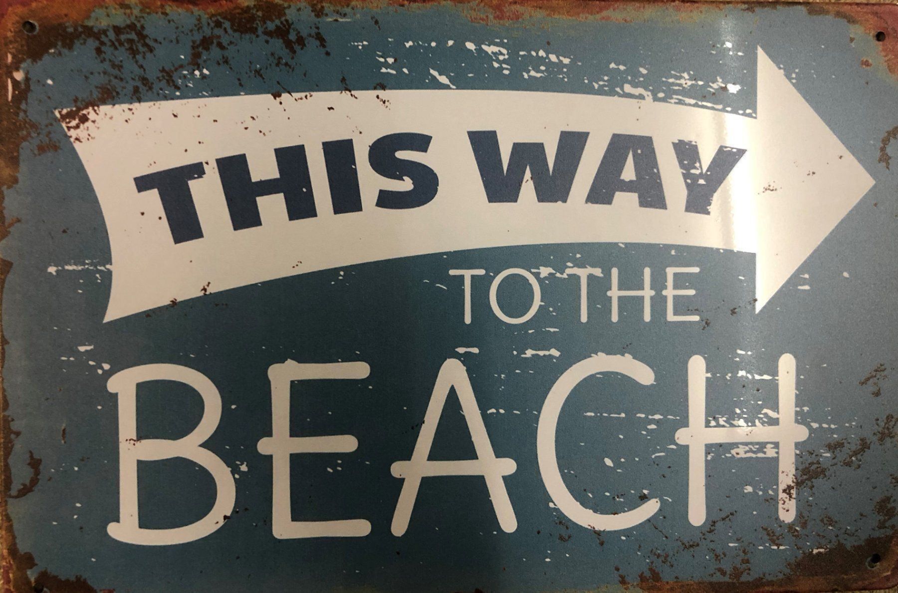 Schilder: This way to the beach Blechschild Strand Bar Restaurant – Neu und originalverpackt aus Dättlikon von easythings