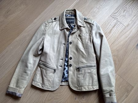Leonardo Lederjacke beige, Grösse M