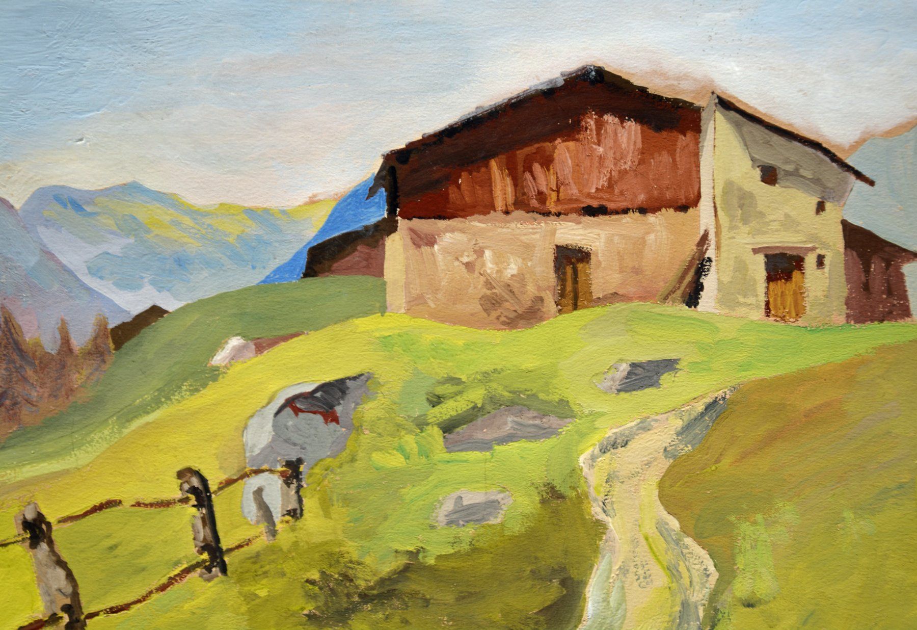 Dipinti: Alpenidyll, grosses Aquarell – Usato da Zuerich venduto da Antiquarium 1