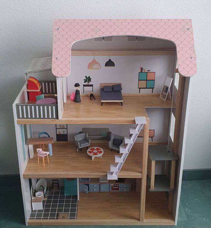 Le Toy Van Cherry Tree Hall – Grande Maison De Poupées En Bois FSC 3 Étages | Éco-Responsable, Montessori, Dès 3 Ans, 64x41x92 Cm