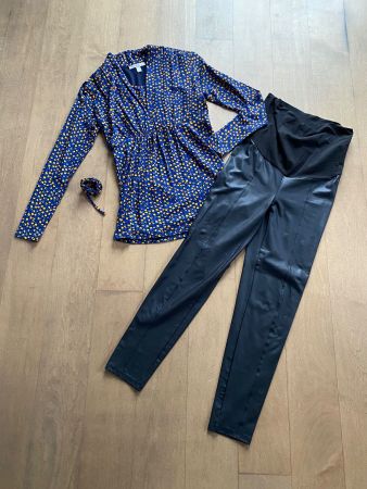 ESPRIT - Umstandshose im Fake-Leder-Look Gr. XS/S