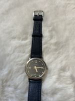 Herren Uhr Mondaine M Watch dunkelblau Lederband gebraucht