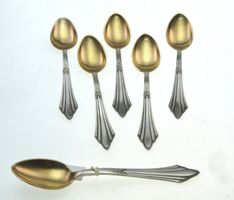 6 WMF 900 Fächer Moccalöffel versilbert (1A)