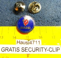 SAAB AUTO LOGO SCHMUCK-PIN ENAMEL KLEIN-FEIN-EDEL SILBRIG