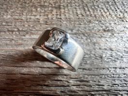 Designer Ring 925 Silber mit geschliffenem Kristall Gr: 53