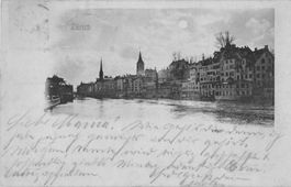 Gruss aus Zürich - schöne Ansichtskarte: IM MONDSCHEIN 1899