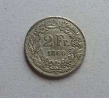 Schweiz ++ 2.- Franken 1860, gute Erhaltung