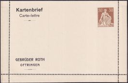 Auslands-Kartenbrief "Gebrüder Roth Oftringen" ungebraucht
