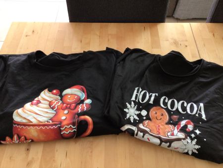 2 Langarmshirt schwarz Weihnachtsmotiv Gr. 3xl