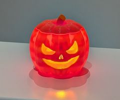 Halloween Kürbis aus 3D-Druck orange inkl. LED-Teelicht